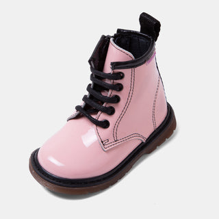 guantitos-真皮軍事靴-粉色